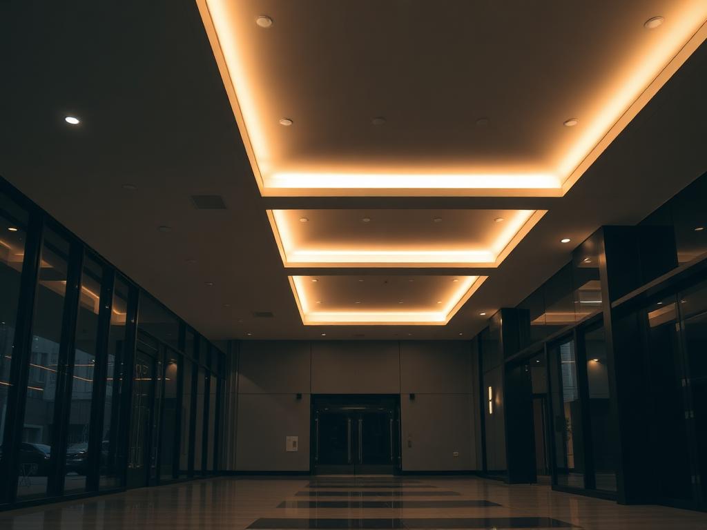 Iluminação de hall comercial em prédio